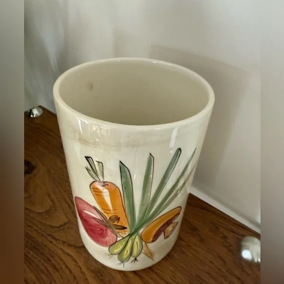 9” Vegetable Jar Vase Glass Cottagecore Carrots Mushroom - Picture 3 of 7